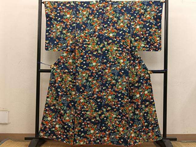 平和屋着物■上質な小紋 牡丹花文 正絹 逸品 未使用 BAAX8376mz