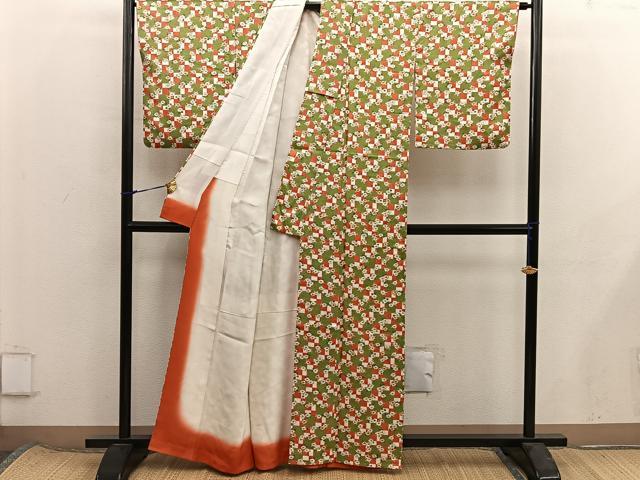 平和屋着物■上質な小紋 椿花文 正絹 逸品 BAAX8381mz
