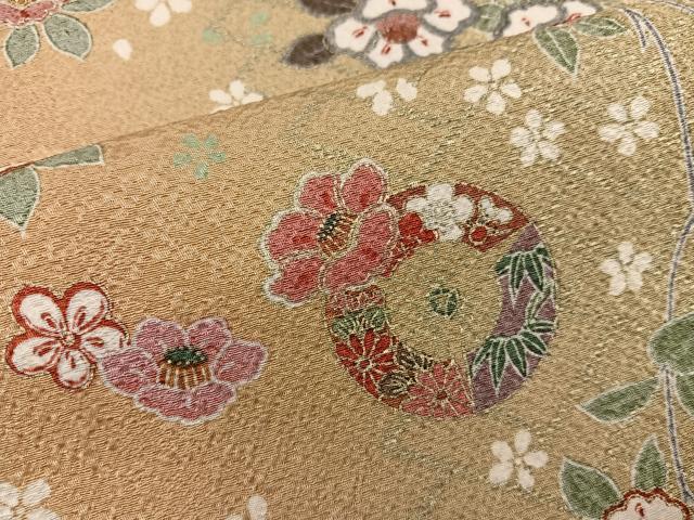 平和屋着物■上質な小紋 扇面椿花文 金彩 正絹 逸品 BAAX8387mz
