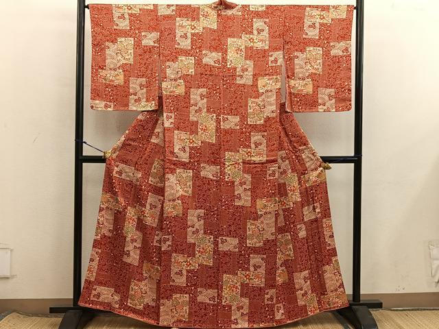 平和屋着物■上質な小紋 型染め 菊花文 正絹 逸品 BAAX8400mz