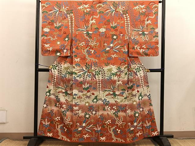 平和屋着物■訪問着 鳳凰花文 暈し染め 金彩 正絹 逸品 BAAX8405mz