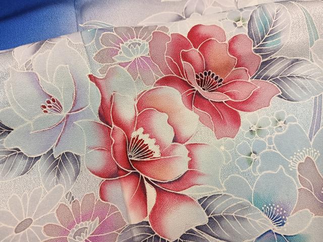 平和屋着物■訪問着 草花文 暈し染め 正絹 逸品 BAAX8416mz