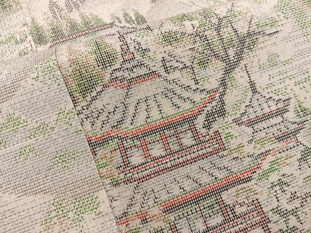 平和屋着物■上質な紬 風景文 正絹 逸品 BAAX8417mz