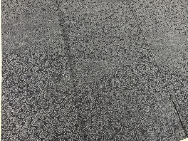平和屋着物■東京染伝統工芸士 金田昇 小紋 立波花文 正絹 逸品 BAAX8419mz
