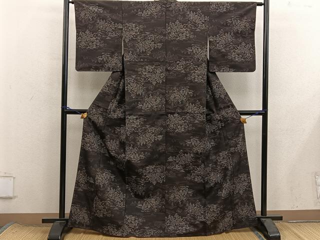 平和屋着物■上質な紬 風景文 正絹 逸品 BAAX8427mz