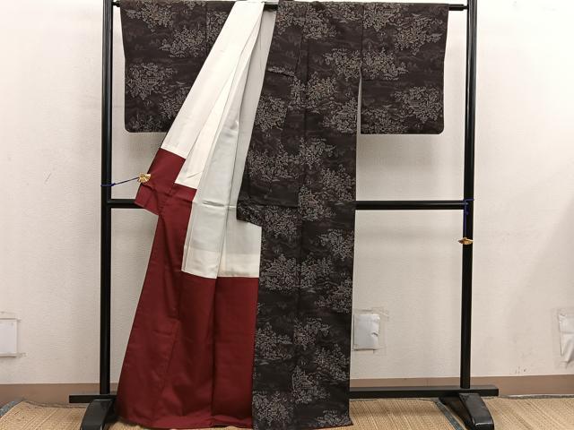 平和屋着物■上質な紬 風景文 正絹 逸品 BAAX8427mz