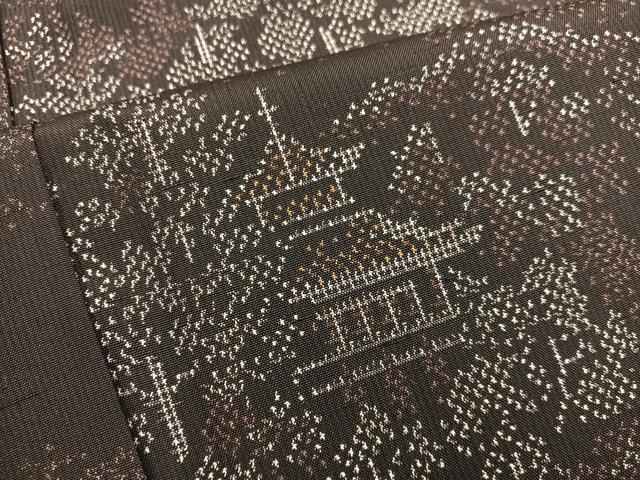 平和屋着物■上質な紬 風景文 正絹 逸品 BAAX8427mz