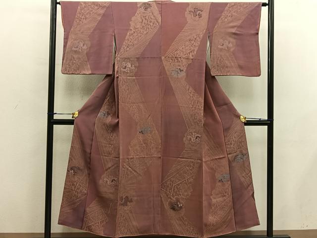 平和屋着物■上質な小紋 草花文 寿光織 金糸 正絹 逸品 BAAX8435mz