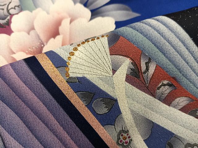 平和屋着物■訪問着 孔雀花文 暈し染め 金糸 正絹 逸品 BAAX8441mz