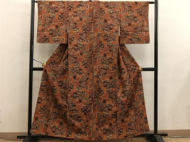 平和屋着物■上質な紬 草花文 正絹 逸品 BAAX8451mz