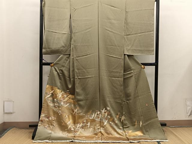平和屋着物■色留訪問着 作家物 駒刺繍 飛鶴花文 暈し染め 金彩 仮絵羽 逸品 未使用 BAAX8471mz