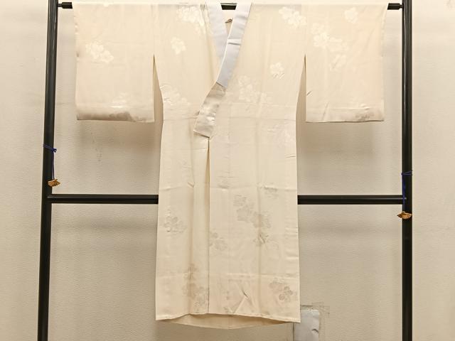 平和屋着物■長襦袢 無双仕立て 草花地紋 白色 正絹 逸品 BAAX8475mz