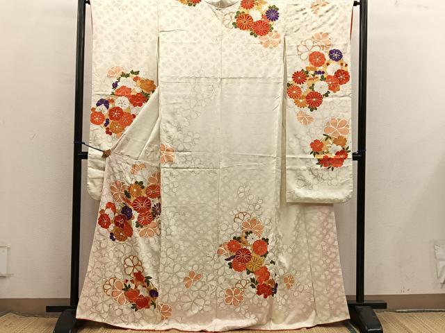平和屋着物■豪華振袖 駒刺繍 菊花文 金彩 正絹 逸品 BAAX8503mz
