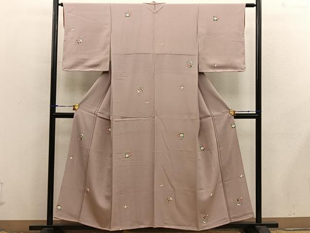 平和屋着物■上質な小紋 友禅 菊花文 正絹 逸品 BAAX8504mz