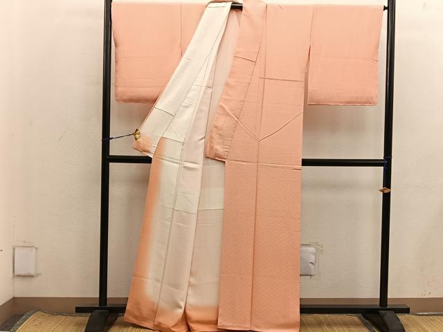 平和屋着物■上質な色無地 青海波地紋 深支子色 正絹 逸品 BAAX8506mz