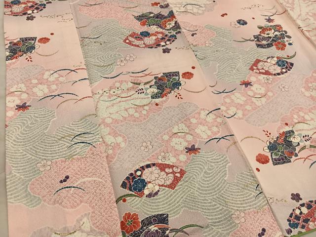 平和屋着物■上質な小紋 地紙花文 金彩 正絹 逸品 BAAX8508mz