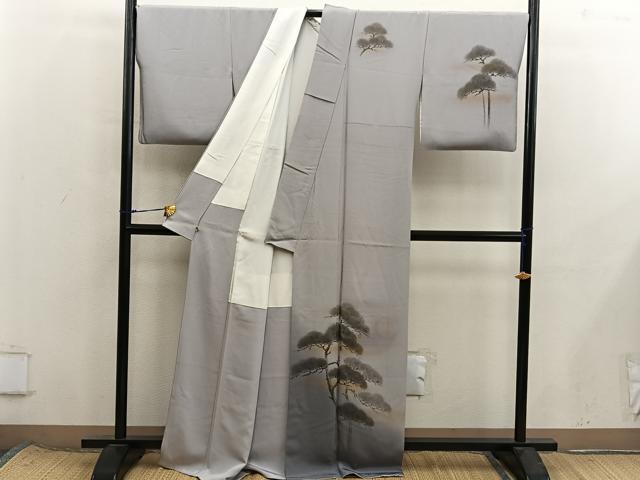 平和屋着物■日本画家 濡れ描き友禅作家 高橋峰陵 訪問着 枝葉文 金彩 さが美扱い 正絹 逸品 BAAX8510mz