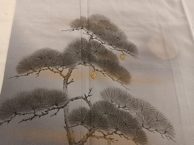 平和屋着物■日本画家 濡れ描き友禅作家 高橋峰陵 訪問着 枝葉文 金彩 さが美扱い 正絹 逸品 BAAX8510mz