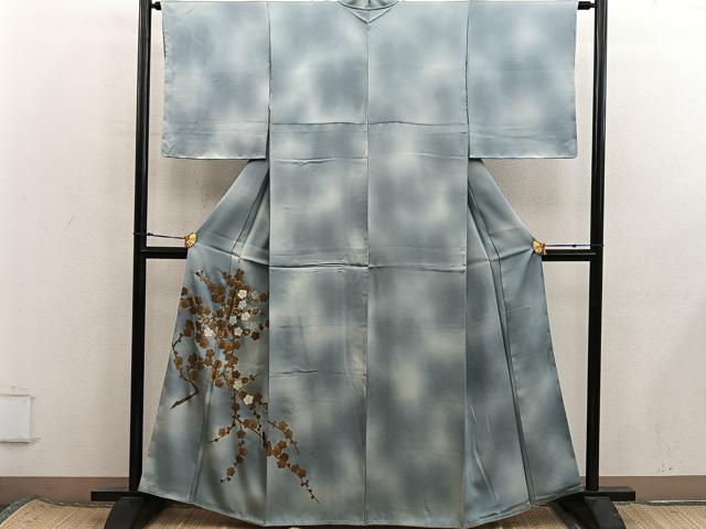 平和屋着物■訪問着 駒刺繍 枝梅文 暈し染め 金彩 正絹 逸品 未使用 BAAX8511mz
