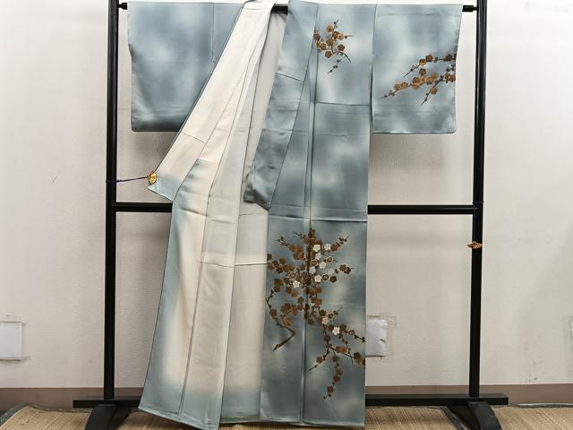 平和屋着物■訪問着 駒刺繍 枝梅文 暈し染め 金彩 正絹 逸品 未使用 BAAX8511mz
