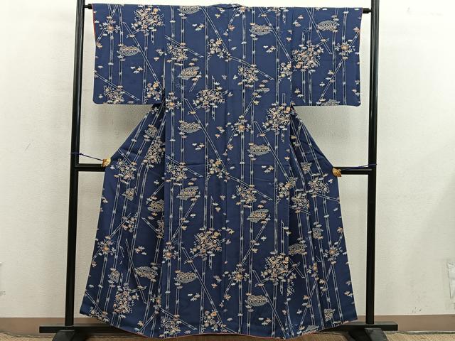 平和屋着物■上質な小紋 型染め 鳳凰花文 正絹 逸品 BAAX8512mz