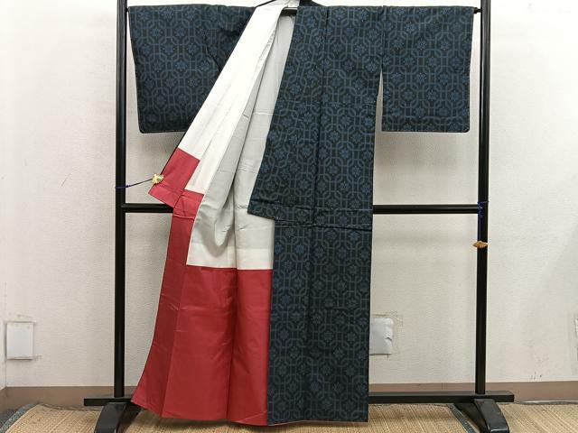 平和屋着物■本場村山大島紬 草花文 正絹 逸品 BAAX8520mz