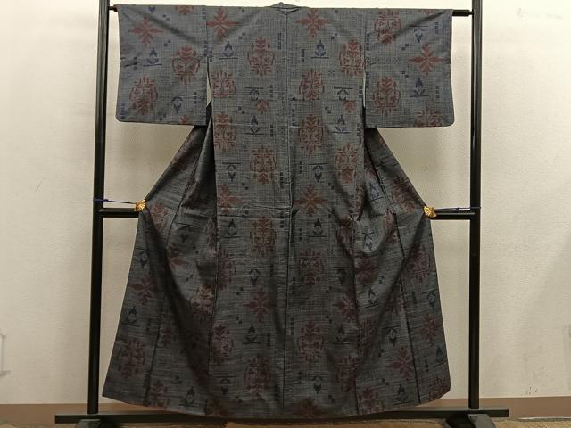 平和屋着物■本場大島紬 7マルキ 草花文 正絹 逸品 BAAX8524mz
