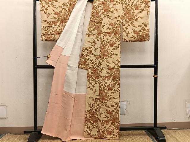 平和屋着物■上質な小紋 紬地 菊花文 正絹 逸品 BAAX8534mz