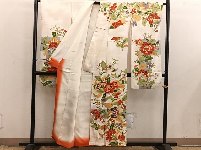 平和屋着物■豪華振袖 駒刺繍 枝花文 金彩 正絹 逸品 BAAX8548mz