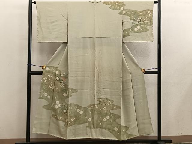 平和屋着物■訪問着 スワトウ刺繍 草花文 正絹 逸品 BAAX8553mz