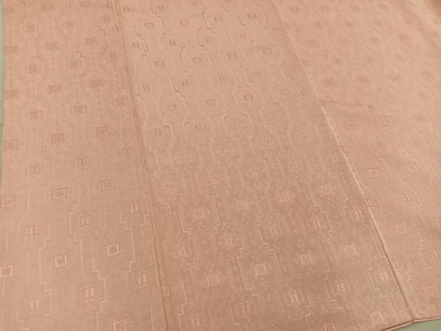 平和屋着物■上質な色無地 幾何学地紋 深支子色 正絹 逸品 未使用 BAAX8588mz