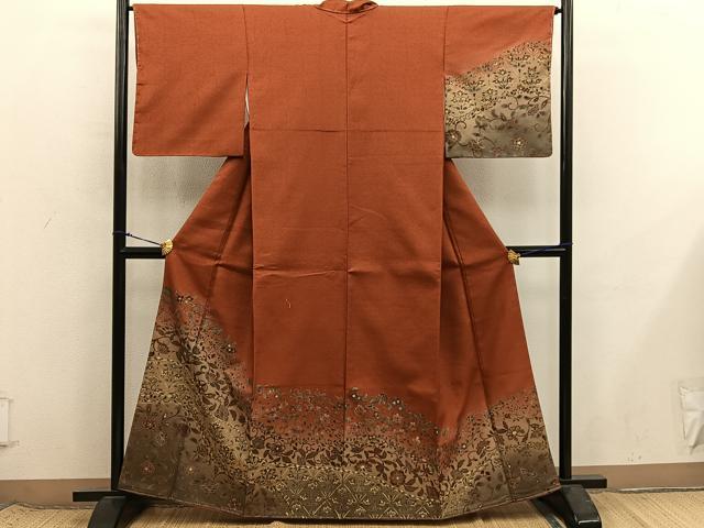 平和屋着物■訪問着 草花文 暈し染め 金彩 正絹 逸品 未使用 BAAX8592mz