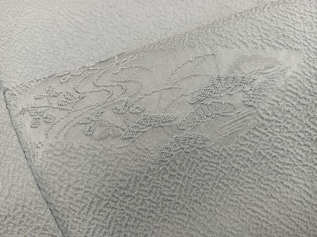 平和屋着物■上質な色無地 草花地紋 青磁鼠色 正絹 逸品 BAAX8596mz