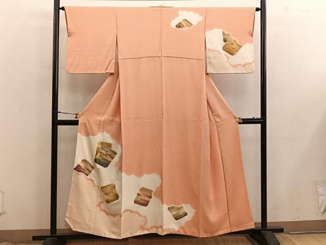 平和屋着物■訪問着 絞り 刺繍 破れ色紙花文 金彩 正絹 逸品 BAAX8625mz