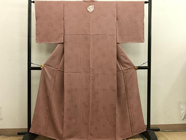平和屋着物■上質な色無地 亀甲地紋 櫨色 正絹 逸品 BAAX8635mz