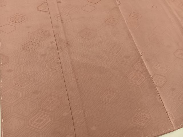 平和屋着物■上質な色無地 亀甲地紋 櫨色 正絹 逸品 BAAX8635mz