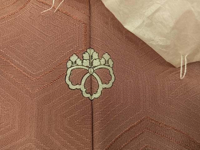 平和屋着物■上質な色無地 亀甲地紋 櫨色 正絹 逸品 BAAX8635mz