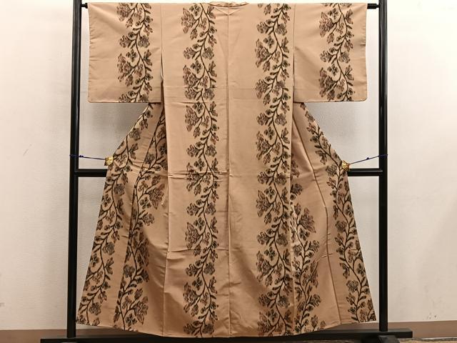 平和屋着物■上質な紬 枝花文 正絹 逸品 未使用 BAAX8636mz