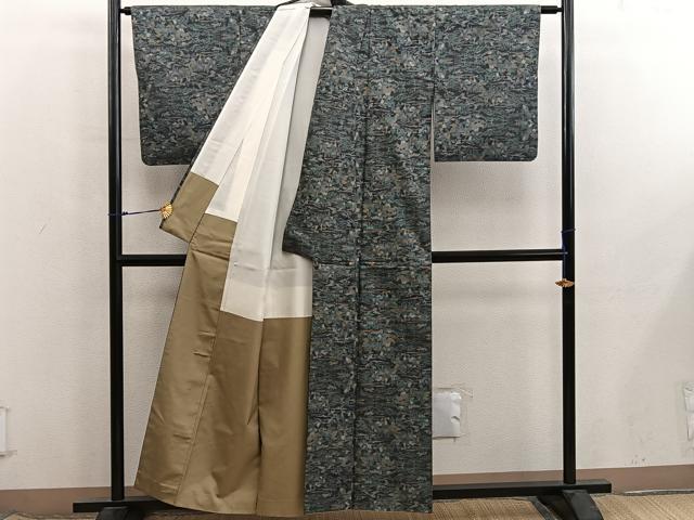 平和屋着物■本場大島紬 7マルキ 草花文 正絹 逸品 BAAX8637mz