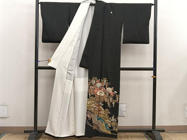 平和屋着物■豪華黒留袖 刺繍 花車文 金彩 正絹 逸品 BAAX8638mz
