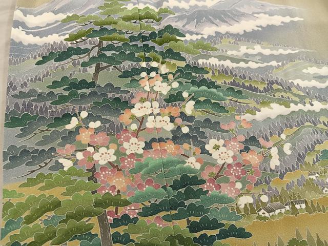 平和屋着物■豪華色留袖 友禅 作家物 風景花文 暈し染め 正絹 逸品 BAAX8641mz