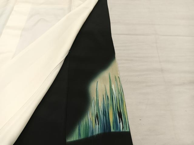 平和屋着物■豪華黒留袖 駒刺繍 飛鶴文 金彩 正絹 逸品 BAAX8648mz