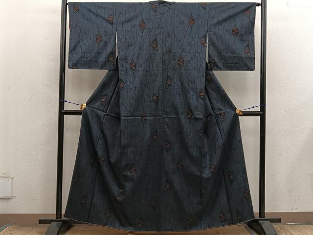 平和屋着物■本場大島紬 岡江武美作 7マルキ 古代染色 純泥染 草花文 正絹 逸品 BAAX8666mz