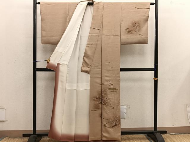 平和屋着物■訪問着 刺繍 菊花文 暈し染め 金彩 正絹 逸品 BAAX8667mz