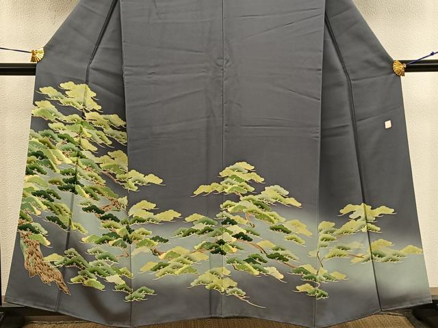 平和屋着物●名門染元 秀美 十日町友禅 色留袖 枝松文 暈し染め 正絹 逸品 BAAX8670mz