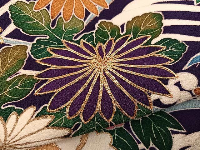平和屋着物●豪華振袖 作家物 駒刺繍 春日花舟文様 金彩 正絹 逸品 未使用 BAAX8679mz