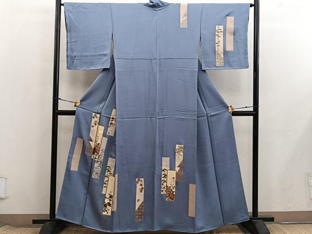 平和屋着物■訪問着 刺繍 短冊舞蝶花文 金彩 正絹 逸品 BAAX8685mz