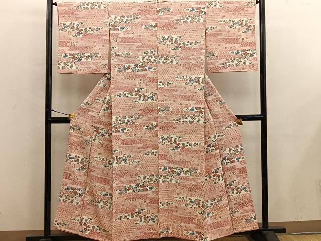 平和屋着物■上質な小紋 七宝花文 正絹 逸品 BAAX8690mz