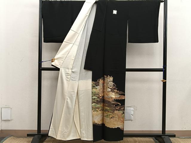 平和屋着物■豪華黒留袖 作家物 御所車松文 金彩 正絹 逸品 BAAX8692mz