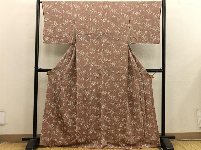 平和屋着物■上質な小紋 草花文 鬼しぼ縮緬 西武扱い 正絹 逸品 BAAX8696mz